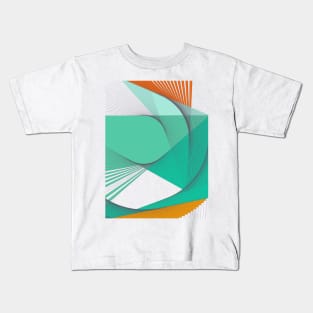 Geometric abstract pop art mint orange Kids T-Shirt
